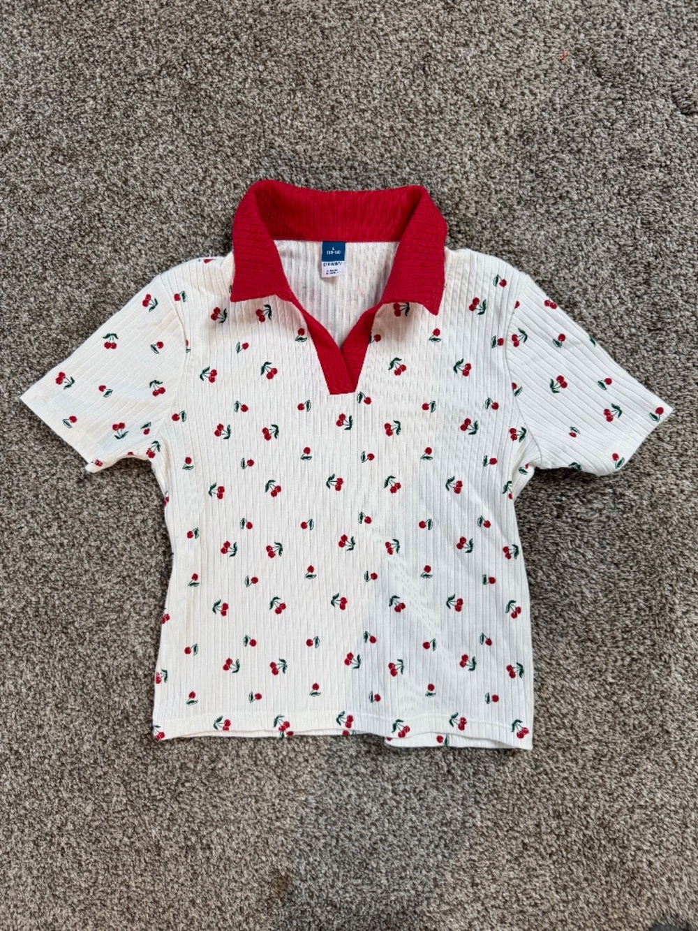 Old Navy Girls Cherry Print Ribbed Polo Top – Size L (10/12)